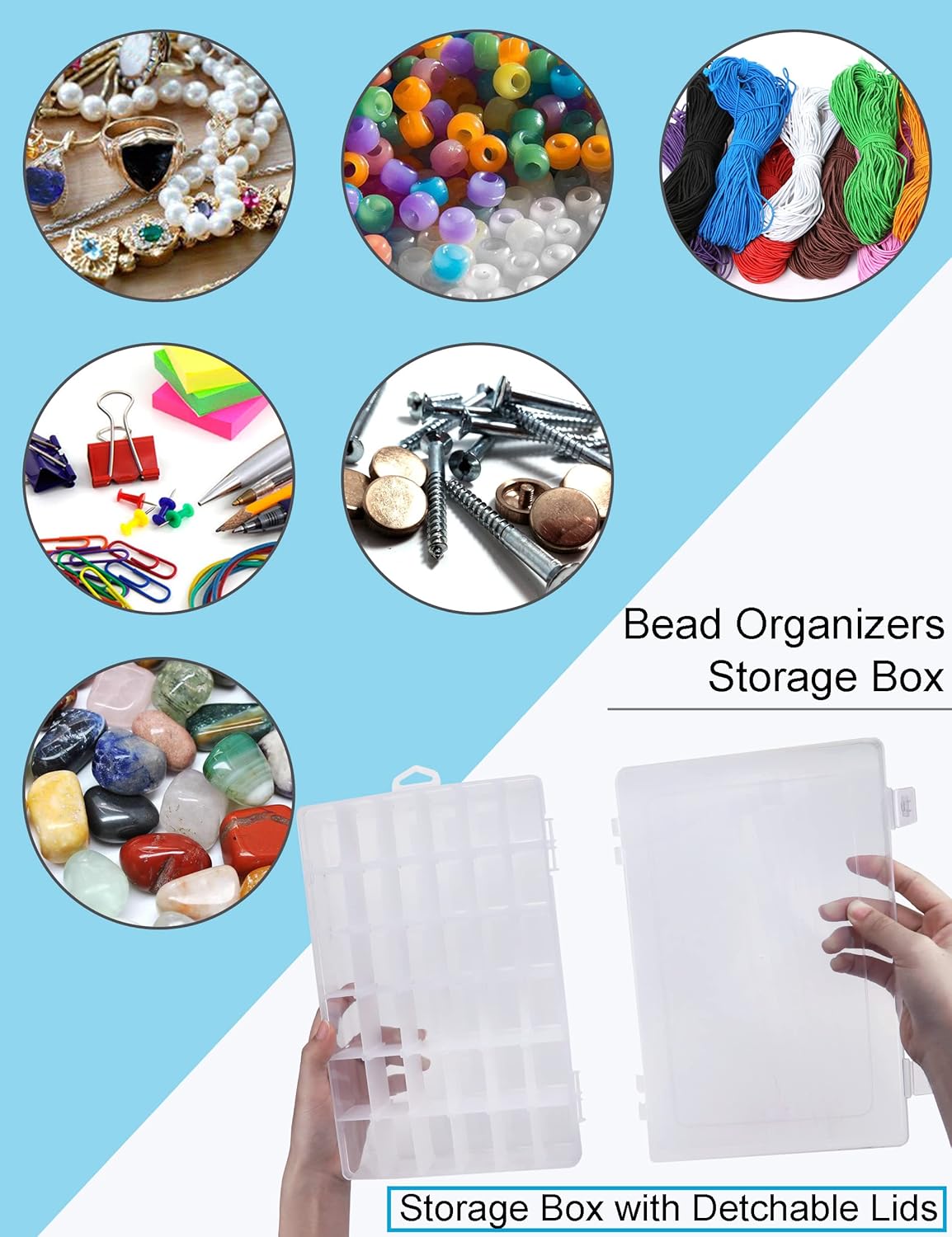 Beoccudo Tackle Box Fishing 3600 Tackle Box Organizer 2 Pack Clear Tacklebox Bead Organizer Box Plastic Organizer Tackle Storage Boxes with Dividers - Image 5