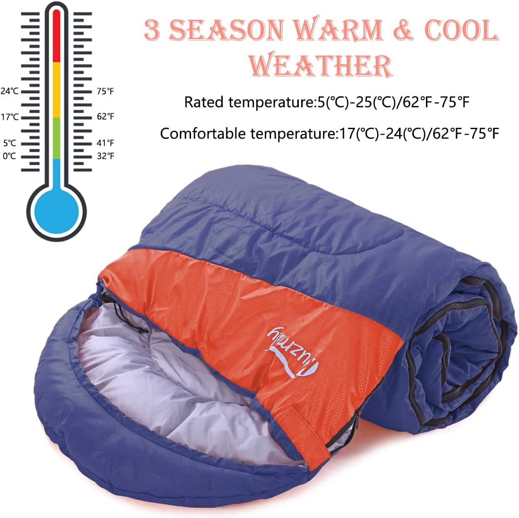 Camping Sleeping Bag 3 Seasons Lightweight &Waterproof with Compression Sack Camping Sleeping Bag Indoor & Outdoor for Adults & Kids - Image 3