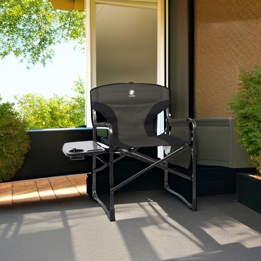 EVER ADVANCED Lightweight Folding Directors Chairs Outdoor, Aluminum Camping Chair with Side Table and Storage Pouch, Heavy Duty Supports 350LBS - Image 5