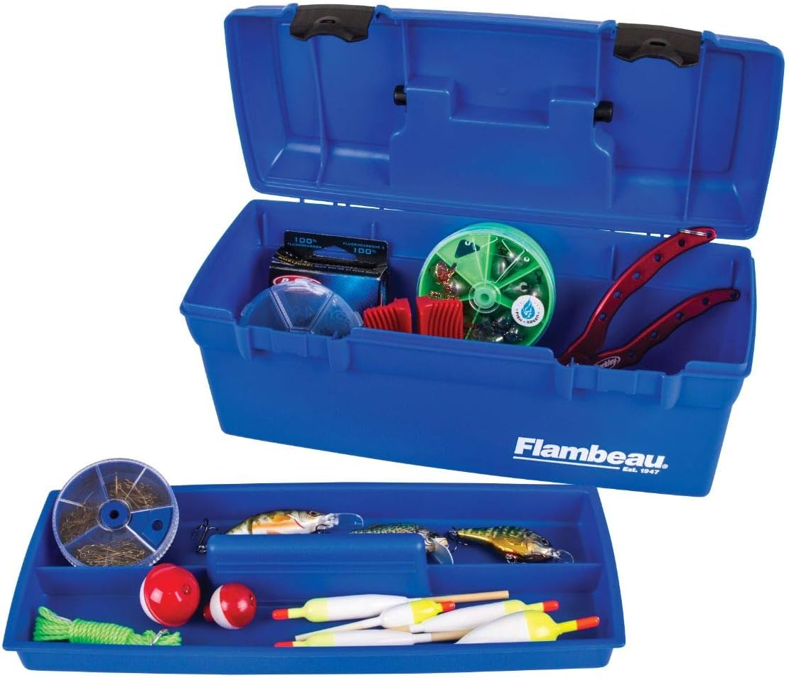Flambeau Outdoors 6009TD Lil' Brute Tackle Box - Fishing Tackle Organizer With Lift-Out Tray, Portable Tackle and Gear Storage, Blue - Image 3